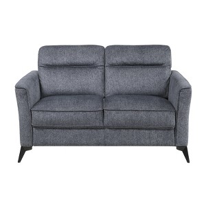 TiramisuBest Gray Microfiber Loveseat, Button Tufted Upholstery, Contoured Arms, Solid Wood Frame, Casual Living Room Sofa Couch - 1 of 4