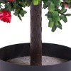 Artificial Rose Topiary Ball Tree Set of 2, Faux Potted Boxwood Topiary Plant, Green Topiary Ball with Flowers for Front Porch Backyard, 21 Inch - 4 of 4