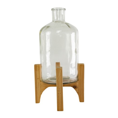 Pedestal Vase Glass & Wood - Foreside Home & Garden - image 1 of 4