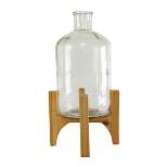 Pedestal Vase Glass & Wood - Foreside Home & Garden