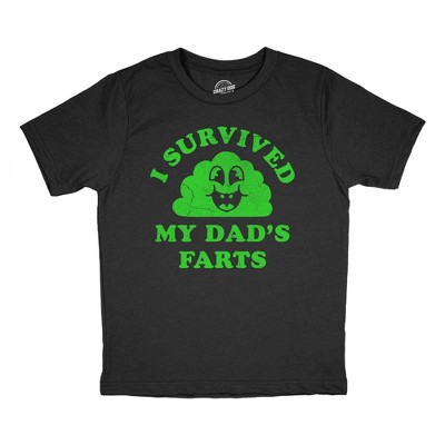 Youth Funny T Shirts I Survived My Dads Farts Sarcastic Novelty Tee For Kids - Crazy Dog Youth T Shirt
