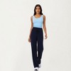 Anna-Kaci Active Women's High Waist Wide Leg Pants with Drawstring Tie and Soft Stretch Fabric - Medium, Navy - 2 of 4