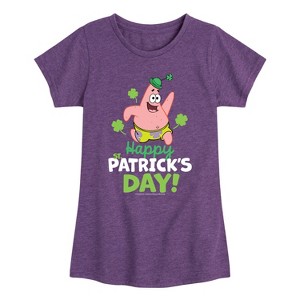 Girls' - SpongeBob Squarepants - Happy St. Patricks Day Fitted Short Sleeve Graphic T-Shirt - 1 of 4