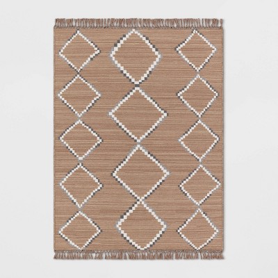 5' x 7' Soft Moroccan Tapestry Double Knot Fringe Outdoor Rug Neutral - Opalhouse™
