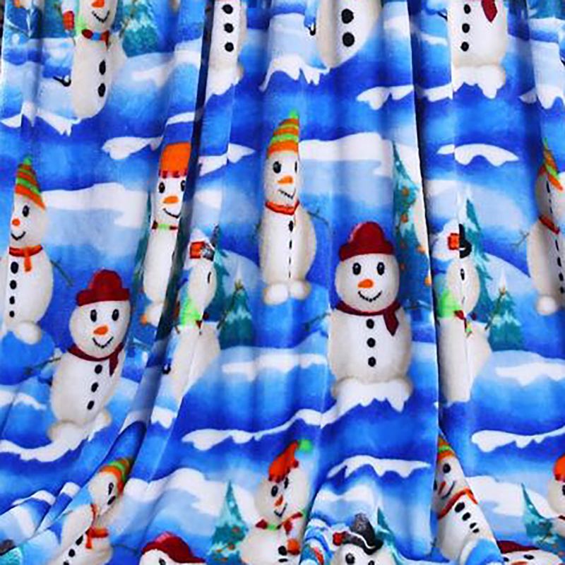 Plazatex Holiday "White Snowman" Design Micro Plush Throw Blanket - (50"x60") in Multicolor, 3 of 4