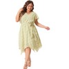 Agnes Orinda Women's Plus Size Floral Tie Belted Ruffled Asymmetrical Hem Empire Waist Dresses - 3 of 4