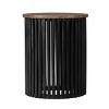 Black Acacia Solid Wood Side Table with Slatted Round Base, Modern Patio End Table for Outdoor Balcony, Porch or Indoor Living Room Decor-Maison - 3 of 4