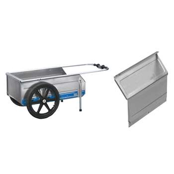 Tipke Manufacturing Company Foldit Do It All Aluminum Folding Cart, Blue Stripe with Full Height Enclosed Rear Gate for Foldit Carts