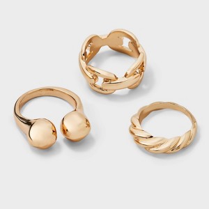 Linked Ring Set 3pc - A New Day™ Gold 8/9/10: Nickel-Free Metal, Stacking & Statement Styles - 1 of 3