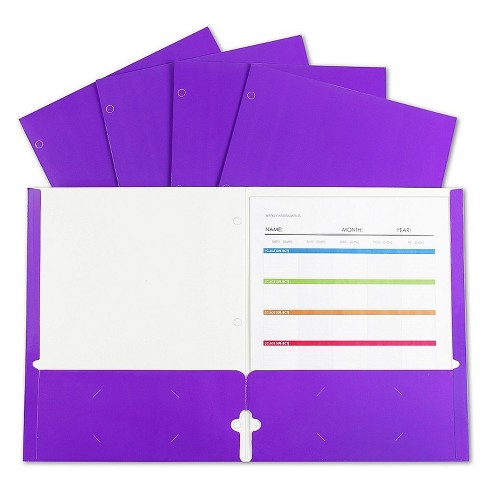 2 Pocket Glossy Laminated Purple Paper Folders, Letter size, Purple Paper Portfolios by Better Office Products, Box of 25 Purple Folders
