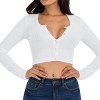 Slickblue Women's Ribbed Long Sleeve Crop Top, Snap Button Front Fitted Tee, 8 Color Options, Size S-L - 3 of 4