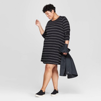 plus size long sleeve swing dress