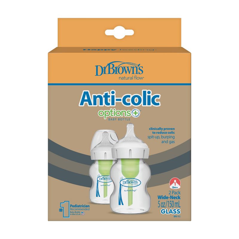Dr. Brown's Options+ Wide-Neck Anti-Colic Glass Baby Bottle - 2pk , 3 of 19