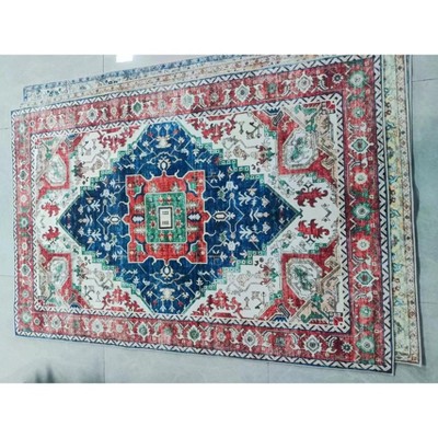 Non-Slip Low Pile Area Rug for Entryway Bathroom Rug,Floral Foldable Thin Accent Rug