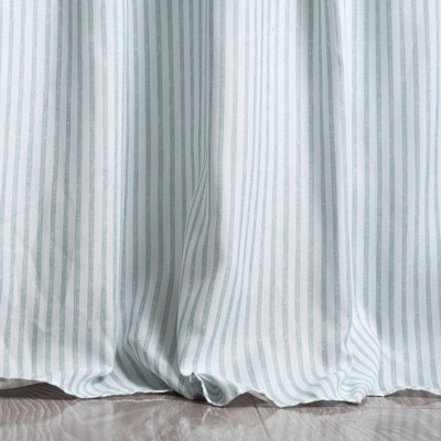Lake Blue Queen Ticking Stripe Ruffle-Edged Bedspread Set