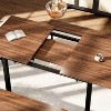 5-Piece Extendable Dining Table Set for 4-8 People, 63 Inch Kitchen Table with 2 Benches & 2 Stools, Space Saving Modern Dining Room Furniture - 4 of 4
