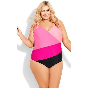 Women's Plus Size Spliced 1 Piece - hot pink | AVENUE