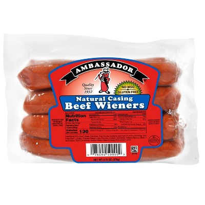 Ambassador Natural Casing Beef Wieners - 9.75oz