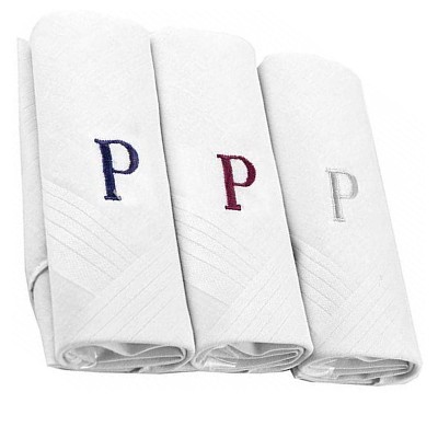 Men's Cotton Monogrammed Handkerchiefs Initial Letter Hanky