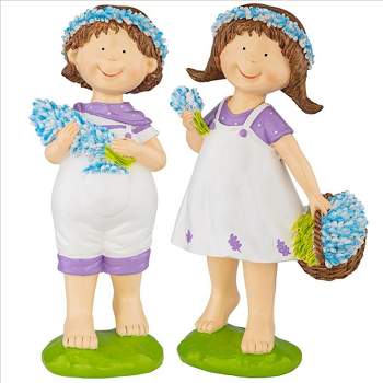 Design Toscano Bluebonnet Twins Springtime Children Garden Statues: Set of Two