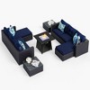 Captiva Designs 7pc Steel & Wicker Outdoor Square Fire Pit Furniture Set with Cushions - 2 of 4