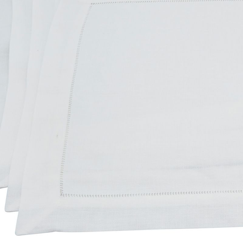 Saro Lifestyle Classic Linen Hemstitch Placemat, 14"x20" Rectangle, White (Set of 4), 3 of 4