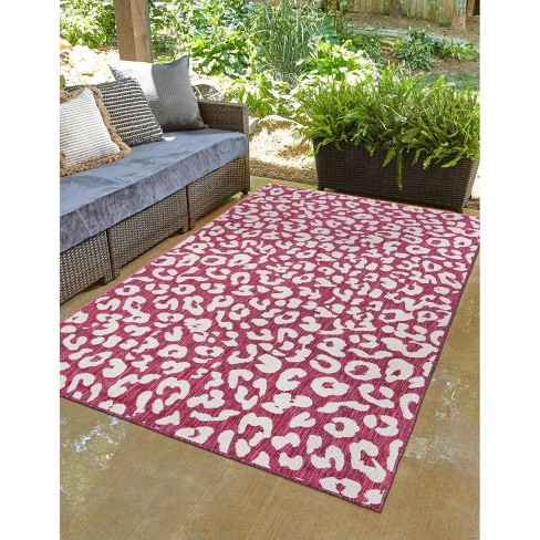 Unique Loom 5' 3 X 7' 10 Rectangle Indoor/outdoor Safari Magenta Area ...