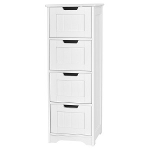 Costway Bathroom Floor Cabinet Free-Standing Side Storage Organizer w/ 4 Drawers - 1 of 4