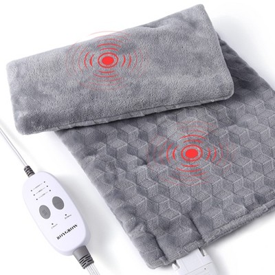Weighted Heating Pad with 2 Massager, Electric Massaging 5lbs Heating Pad for Back Neck Shoulder with Massaging Vibration,12¡± x 24¡± Grey