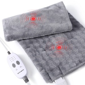 Weighted Heating Pad with 2 Massager, Electric Massaging 5lbs Heating Pad for Back Neck Shoulder with Massaging Vibration,12¡± x 24¡± Grey - 1 of 4