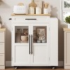 Kitchen Island Table On Wheels, Storage Island with Spice Rack and Drawer, Rolling Kitchen Cart On Wheels - 2 of 4