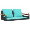 vidaXL Swing Bench with Cushions Black 42.9"x24.4"x15.7" Poly Rattan - 2 of 4