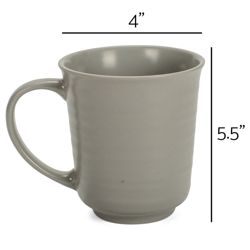 Elanze Designs Grey Matte Glaze Finish 17 ounce Stoneware Coffee Cup Mugs Set of 4, 4 of 6