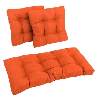 Blazing Needles, Square Spun Polyester Outdoor Tufted Settee Cushions (Set of 3)