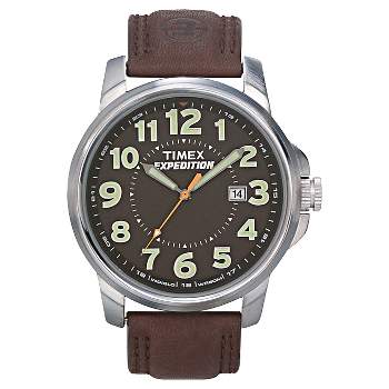 Men's Timex Expedition Field Watch with Leather Strap - Silver/Black/Brown T449219J