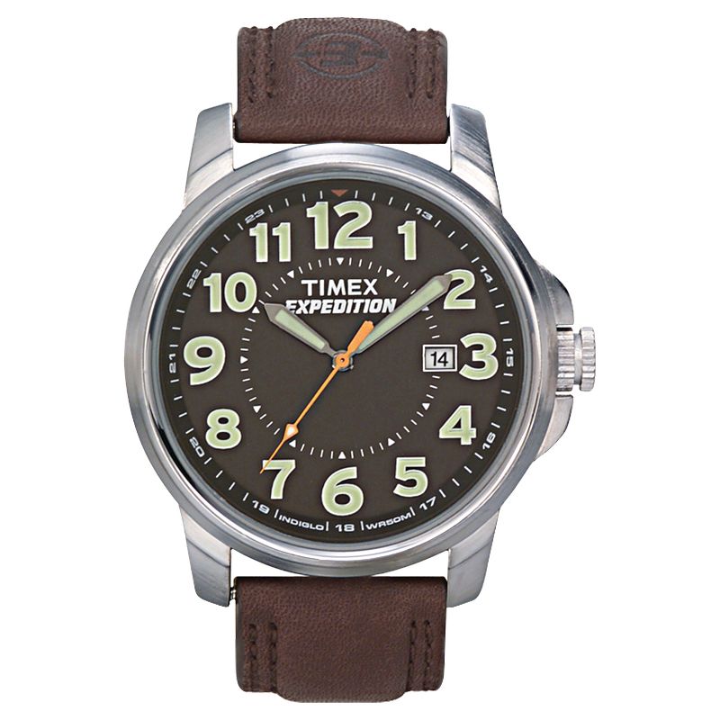 Men&#39;s Timex Expedition Field Watch with Leather Strap - Silver/Black/Brown T449219J, 1 of 4