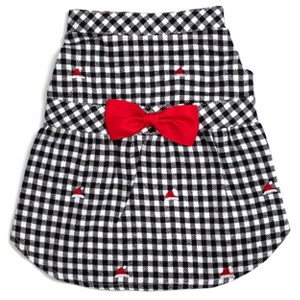 The Worthy Dog Flannel Check Plaid Embroidered Santa Hats Adjustable Pet Dress - 1 of 3