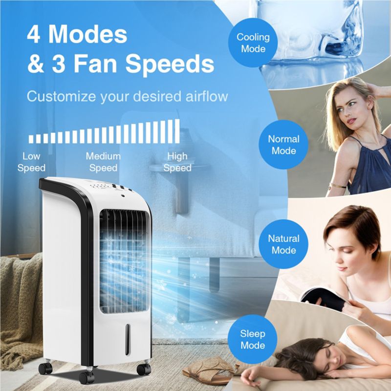 SKONYON 4-in-1 Evaporative Portable Air Cooler Fan Anion Humidify with Remote Control 7.5 Timer Ice Packs, 3 of 11