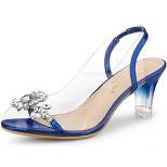 Allegra K Women's Clear Slingback Flower Rhinestone Peep Toe Heels Sandals