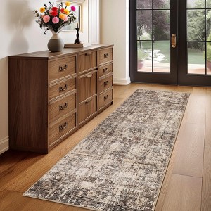 Machine Washable Area Rug, Soft Low Pile Boho Vintage Distressed Rug with Non-Slip Backing for Living Room, Bedroom & Dining Room - 1 of 4