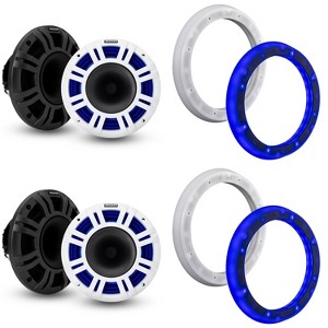 Kicker (2 Pair ) 48KMXL84 8" LED Horn-Loaded Marine Speakers & 51KLSR88 - 8.8-Inch to 8-Inch LED Adapter Rings Bundle - 1 of 4