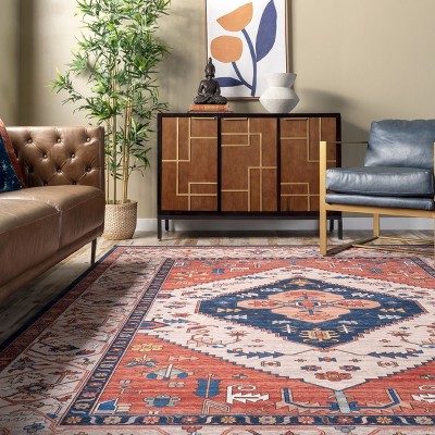 Eco-Friendly Reversible Rust Washable Area Rug, 3' x 5'