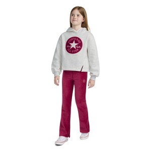 Converse® Girls' Pullover Fleece Hoodie - Heather Gray - 1 of 4