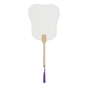 Unique Bargains Portable Double-Sided Long Handle Round Xuan Paper Palm-Leaf Folding Fan 1 Pc - 1 of 4