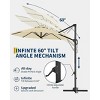 10FT Offset Patio Umbrella, 360° Rotating Round Canopy with Locking Handle, Heavy Duty Aluminum Frame & Cross Base for Balcony/Garden - 3 of 4