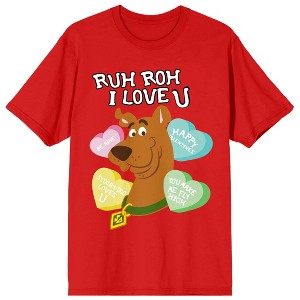 Scooby Doo Ruh Roh I Love You Women's Red Short Sleeve Crew Neck Tee - 1 of 3