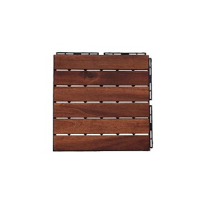 Dolonm 30 PCS Interlocking Deck Tiles Striped Pattern, 12" x 12" Square Acacia Hardwood Outdoor Flooring for Patio, Bancony - 1 of 4