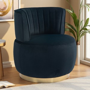 25.2" Velvet Swivel Barrel Chair with Foam Cushion and Armrests - 1 of 4
