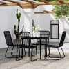 vidaXL 5-Piece Black Patio Dining Set - Powder-Coated Steel Frame with Glass Table Top and Weather-Resistant PE Rattan Chairs - 2 of 4