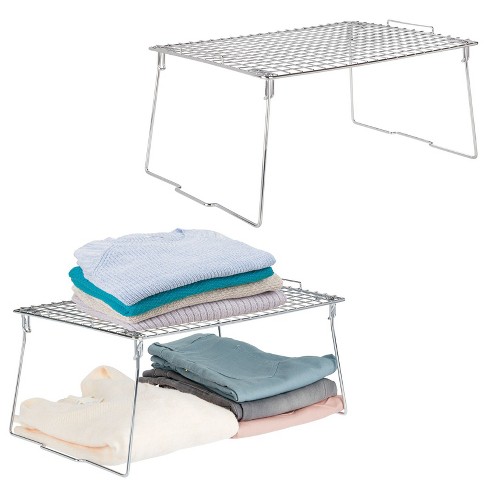 Mdesign Metal Wire Closet 2-tier Shelf Divider And Separator, 2 Pack -  White : Target